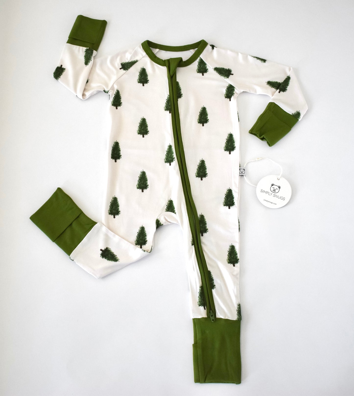 Baby pajama with a pine pattern. Perfect for winter