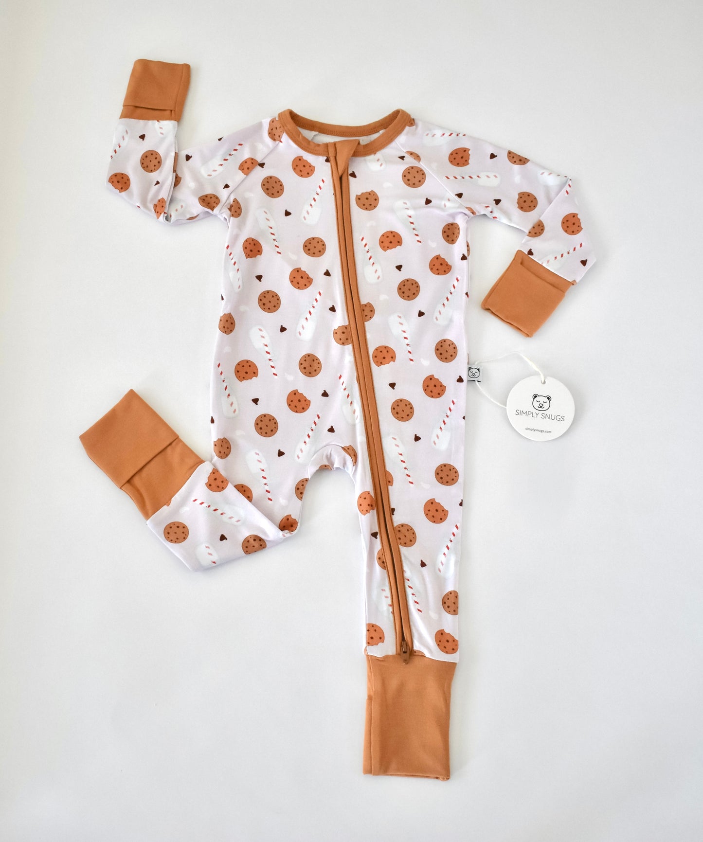 Bamboo baby pajama cookies and milk