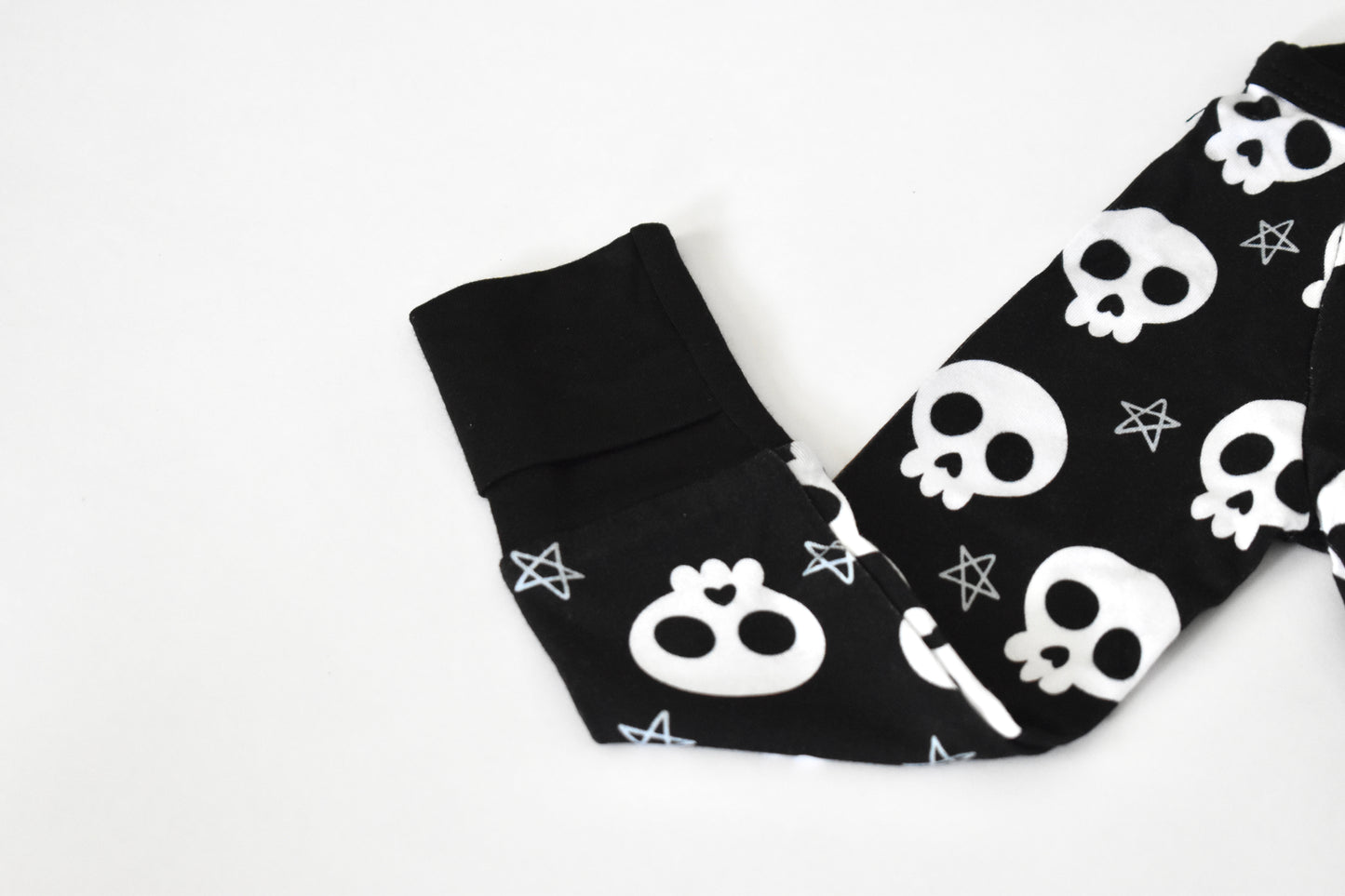 Bamboo pajamas with fold over hands mittens