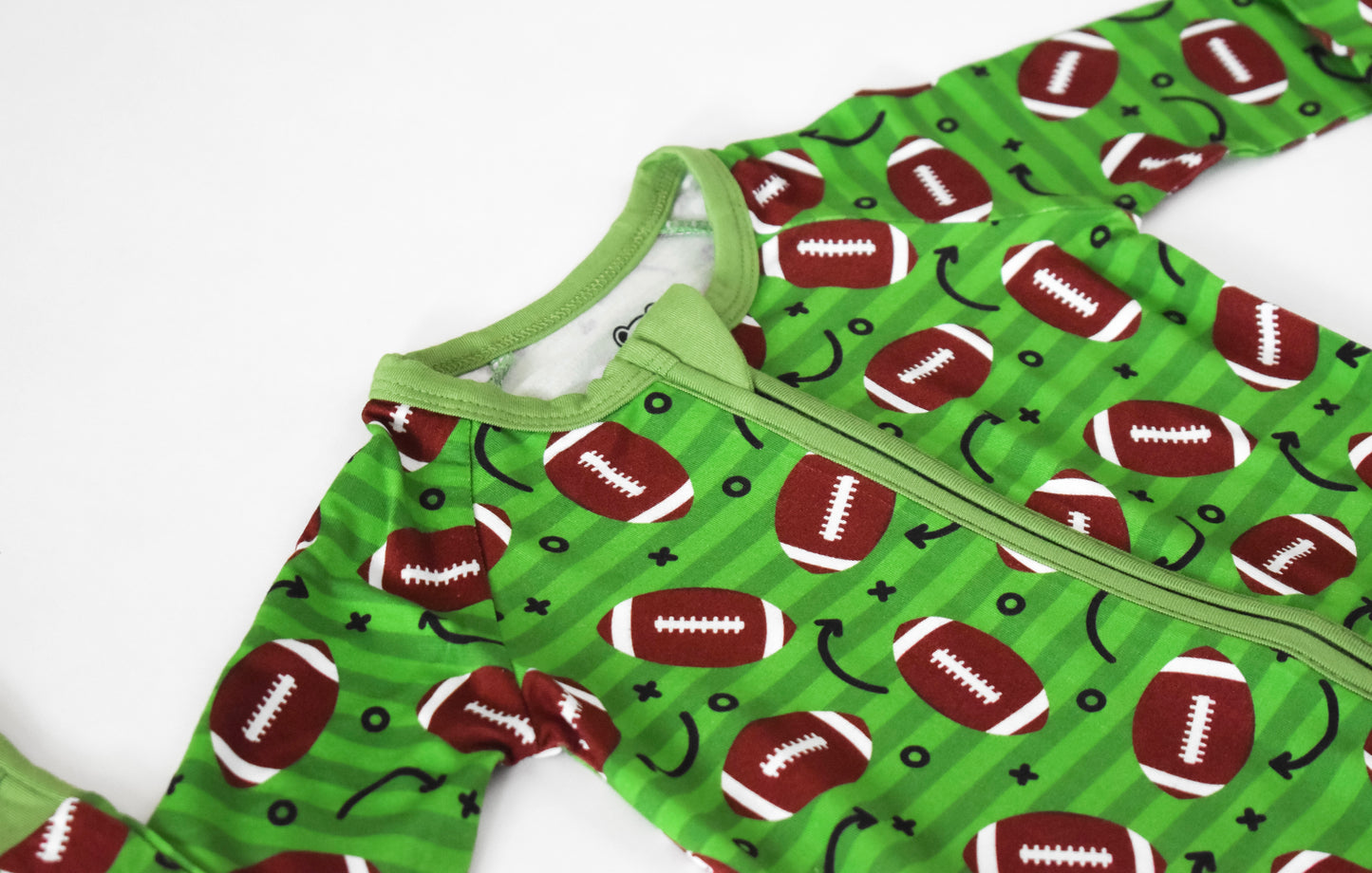 Green and brown football temperature regulating pajama